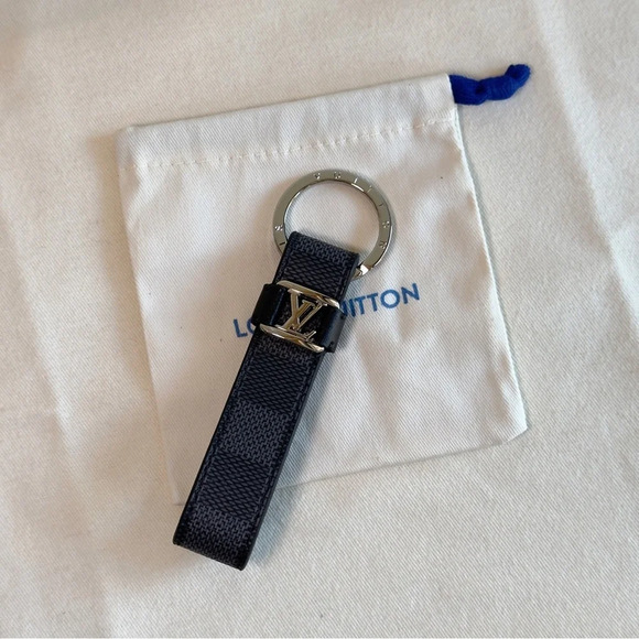 Louis Vuitton Dragonne Keychain Holder LV Hardware, Monogram Checkered Black - Picture 1 of 6